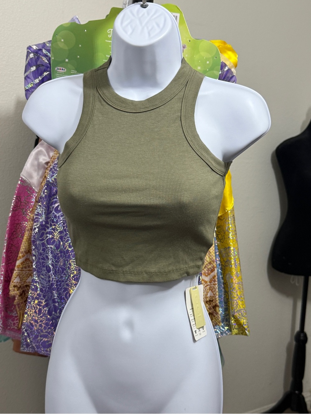 OGL Ribbed Tank Crop Top - Olive Green
